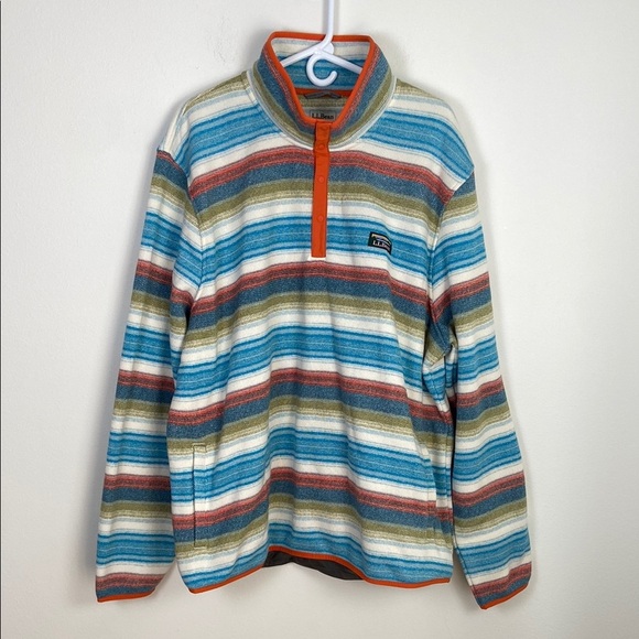 NWT L.L. Bean Men's XXXL Striped 1/4 Snao Fleece Gorpcore Colorful Hiking - Picture 1 of 7